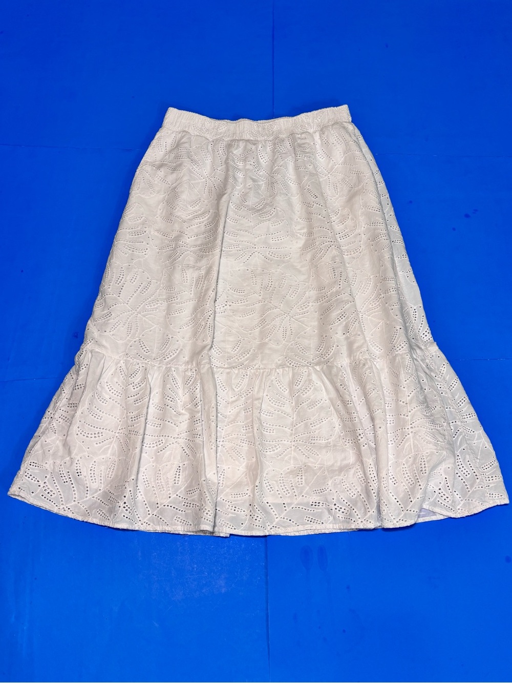 Time and Tru White Eyelet A-Line Midi Skirt